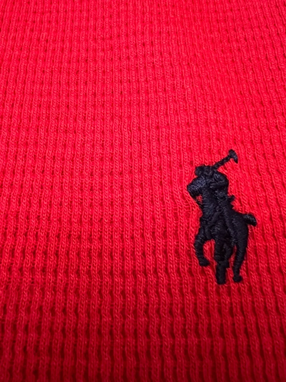 Polo Ralph Lauren Men's Red  Waffle Knit Thermal Long Sleeve Sleep Shirt Size XL